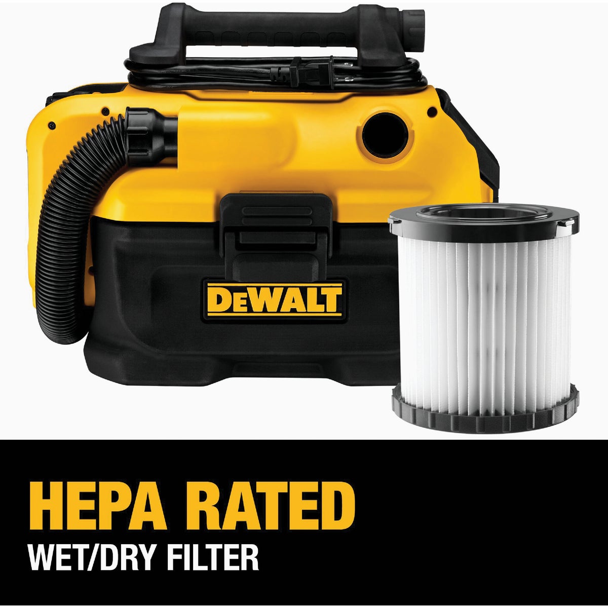 DEWALT 20V MAX 2 Gal. 1.85-Peak HP Corded/Cordless Wet/Dry Vacuum (Tool Only) Image 6