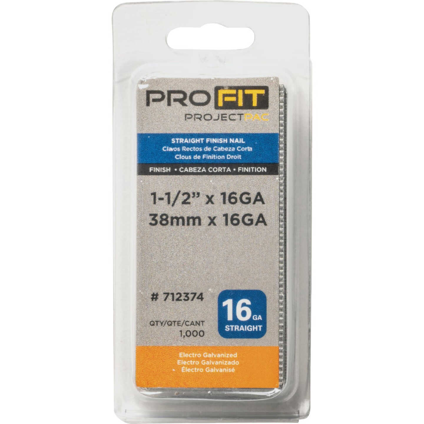 Pro-Fit 1-1/2 In. 16 Gauge Electro Galvanized Straight Finish Nail (1000 Ct.) Image 2