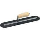 Marshalltown 4 In. x 14 In. Blue Steel Fully Rounded Finishing Trowel with Curved Wood Handle Image 1