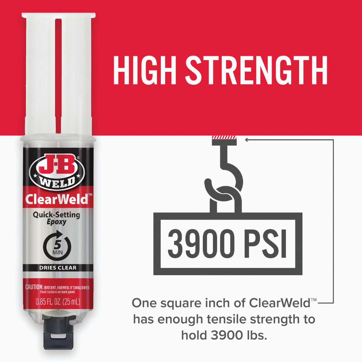 J-B Weld 0.85 Oz. ClearWeld Epoxy, Syringe Image 4