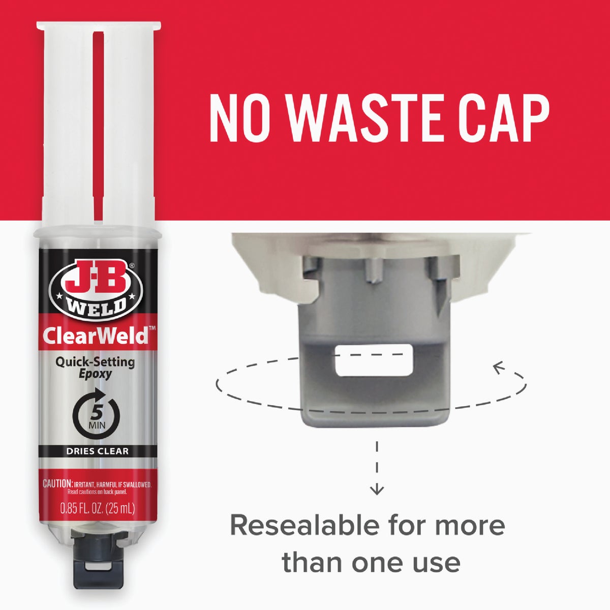 J-B Weld 0.85 Oz. ClearWeld Epoxy, Syringe Image 3