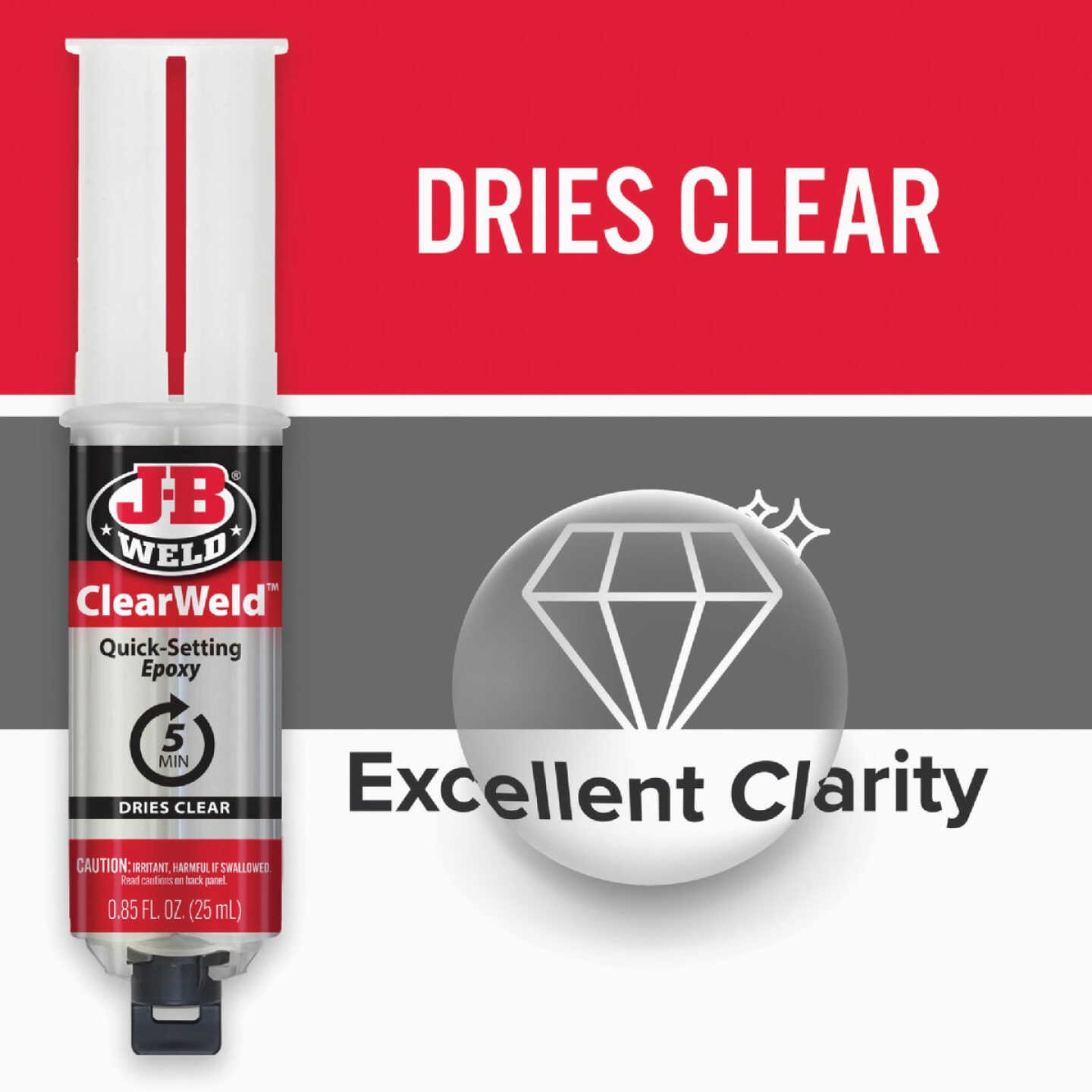 J-B Weld 0.85 Oz. ClearWeld Epoxy, Syringe Image 2