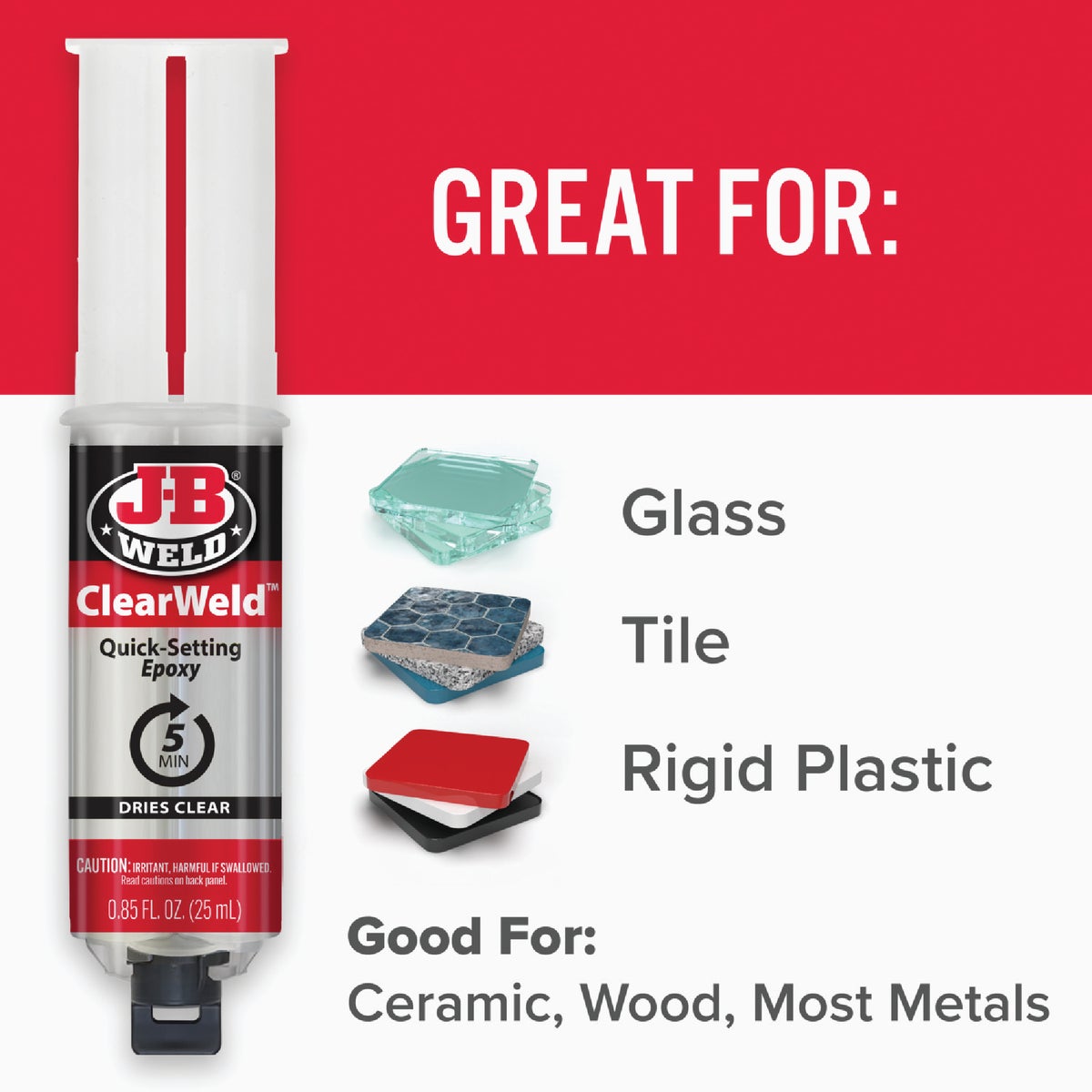 J-B Weld 0.85 Oz. ClearWeld Epoxy, Syringe Image 6