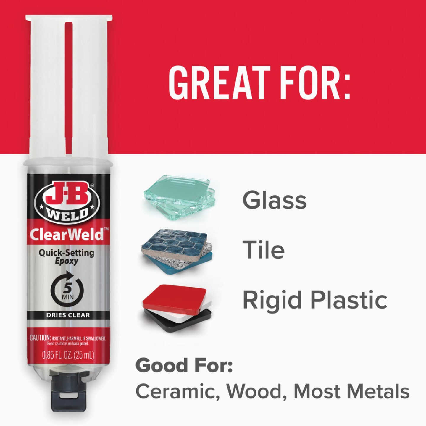 J-B Weld 0.85 Oz. ClearWeld Epoxy, Syringe Image 6