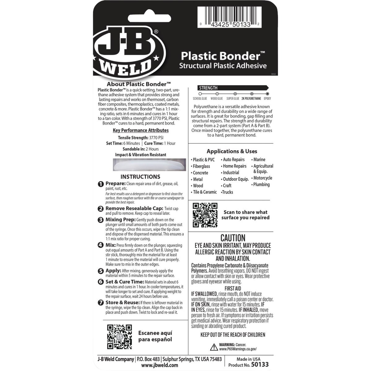 J-B Weld 0.85 Oz. Plastic Bonder Epoxy Syringe, Tan Image 7