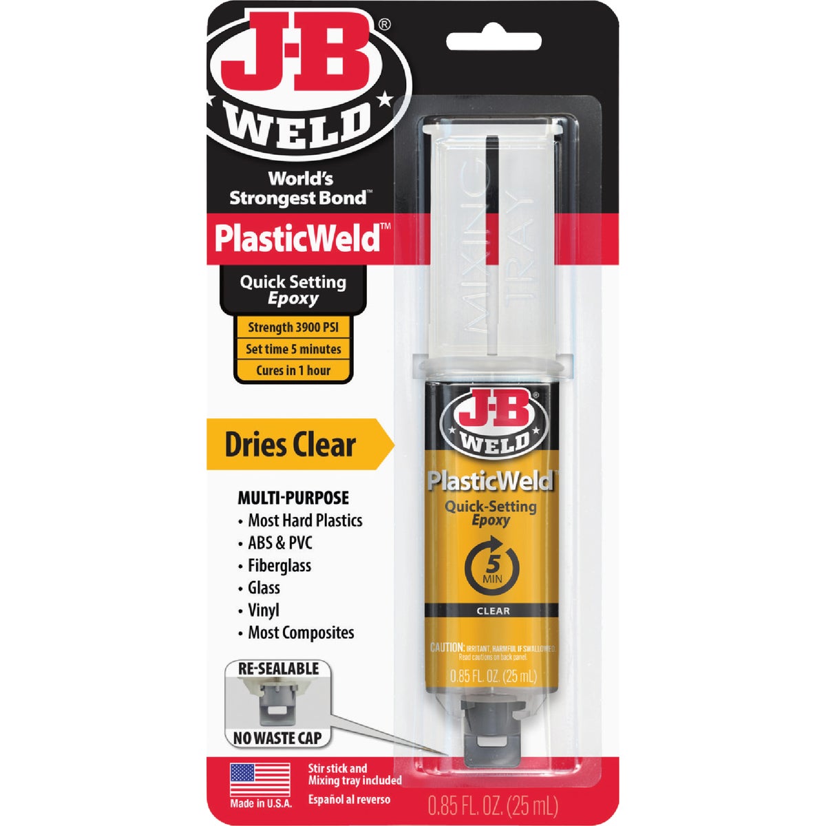 J-B Weld 0.85 Oz. PlasticWeld Epoxy Syringe