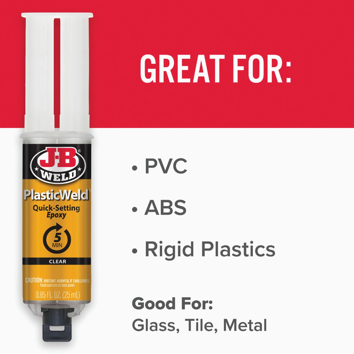 J-B Weld 0.85 Oz. PlasticWeld Epoxy Syringe Image 5