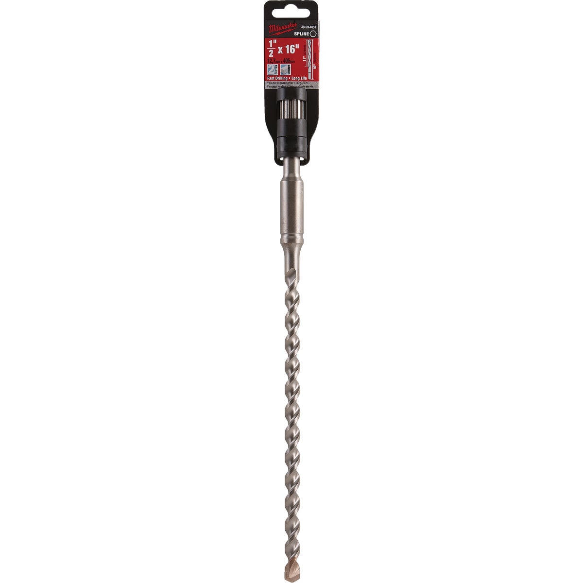 Milwaukee Spline 1/2 In. x 16 In. 2-Cutter Rotary Hammer Drill Bit Image 1