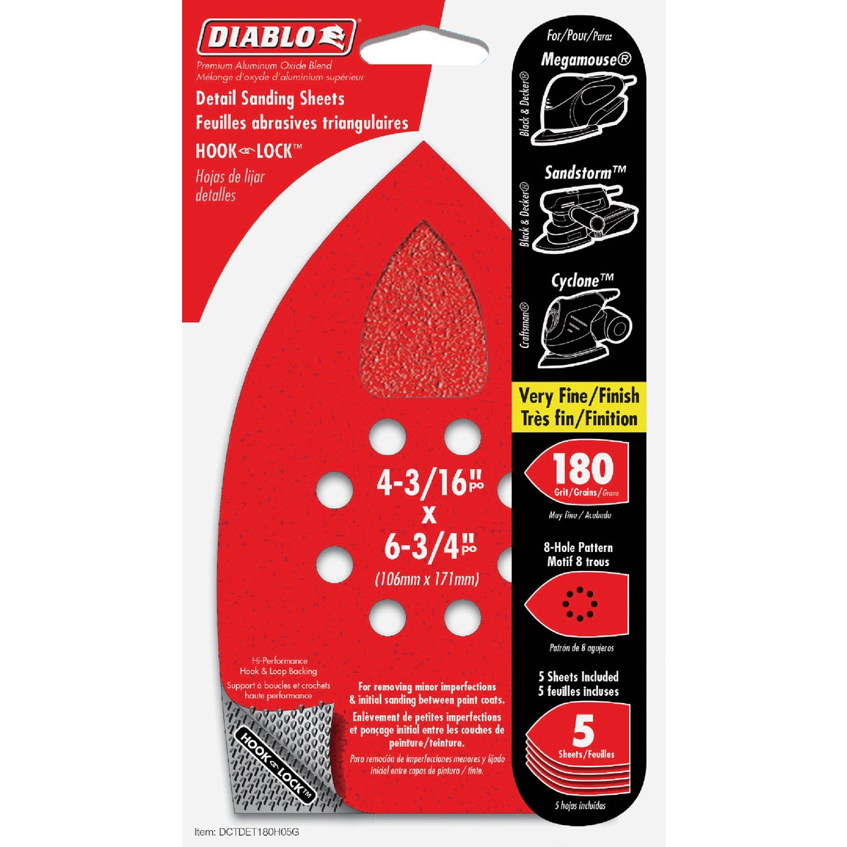 Diablo MegaMouse 180-Grit Sandpaper (5-Pack) Image 1