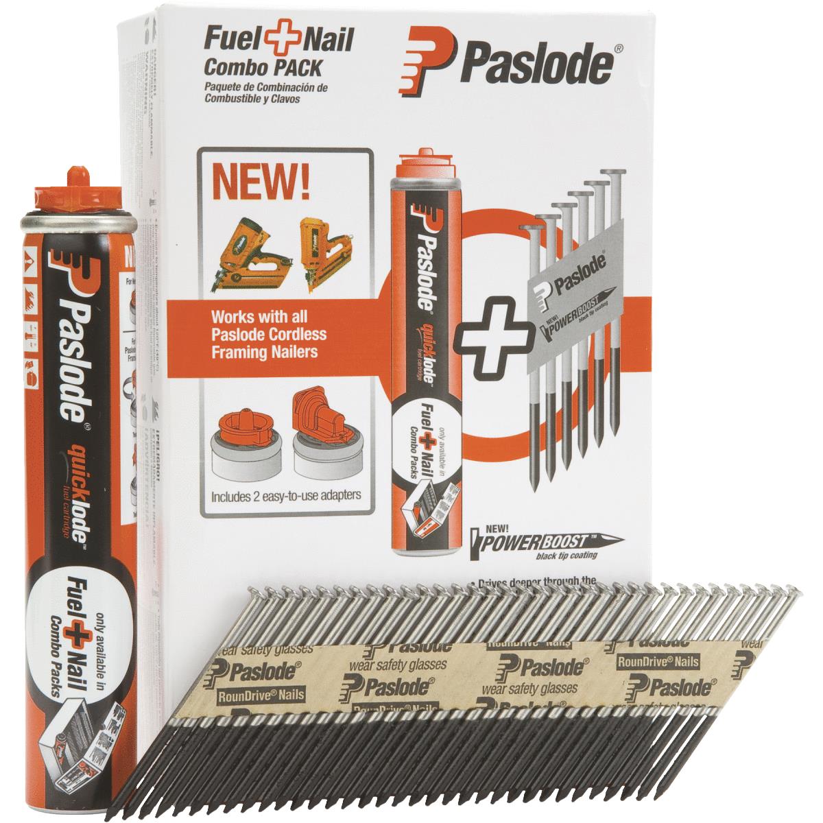 Paslode 30 Degree Bright Framing Nail & Fuel Combo Pack, 3 In. x .131 In. (1000-Pack Nails + 1 Fuel  Image 1