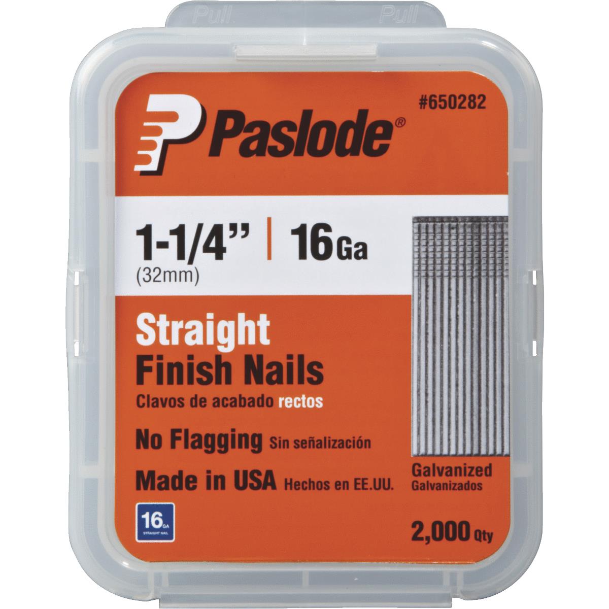 Paslode 16-Gauge Galvanized Straight Finish Nail, 1-1/4 In. (2000-Pack)