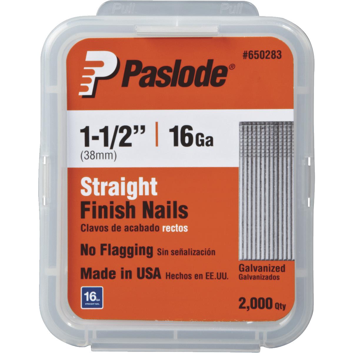 Paslode 16-Gauge Galvanized Straight Finish Nail, 1-1/2 In. (2000-Pack)