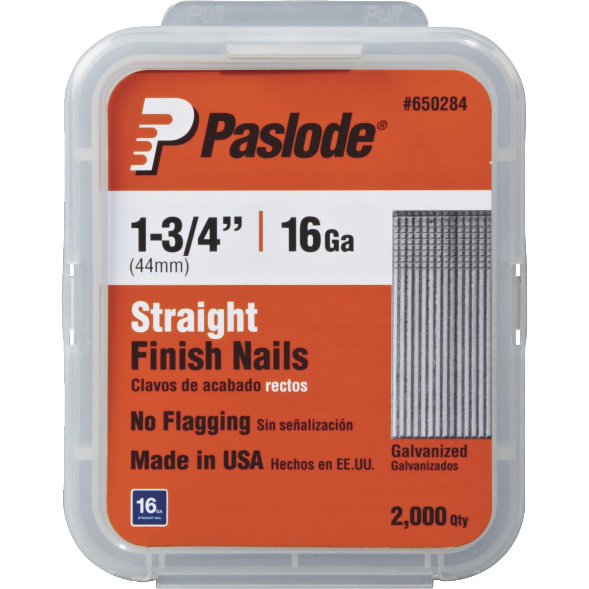 Paslode 16-Gauge Galvanized Straight Finish Nail, 1-3/4 In. (2000-Pack)