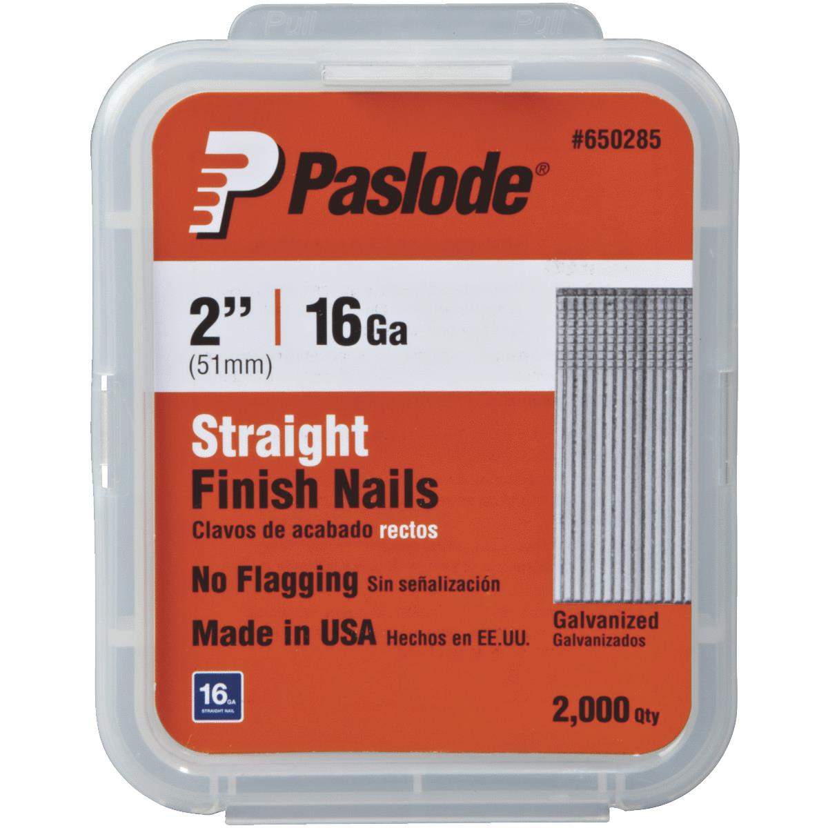 Paslode 16-Gauge Galvanized Straight Finish Nail, 2 In. (2000-Pack)