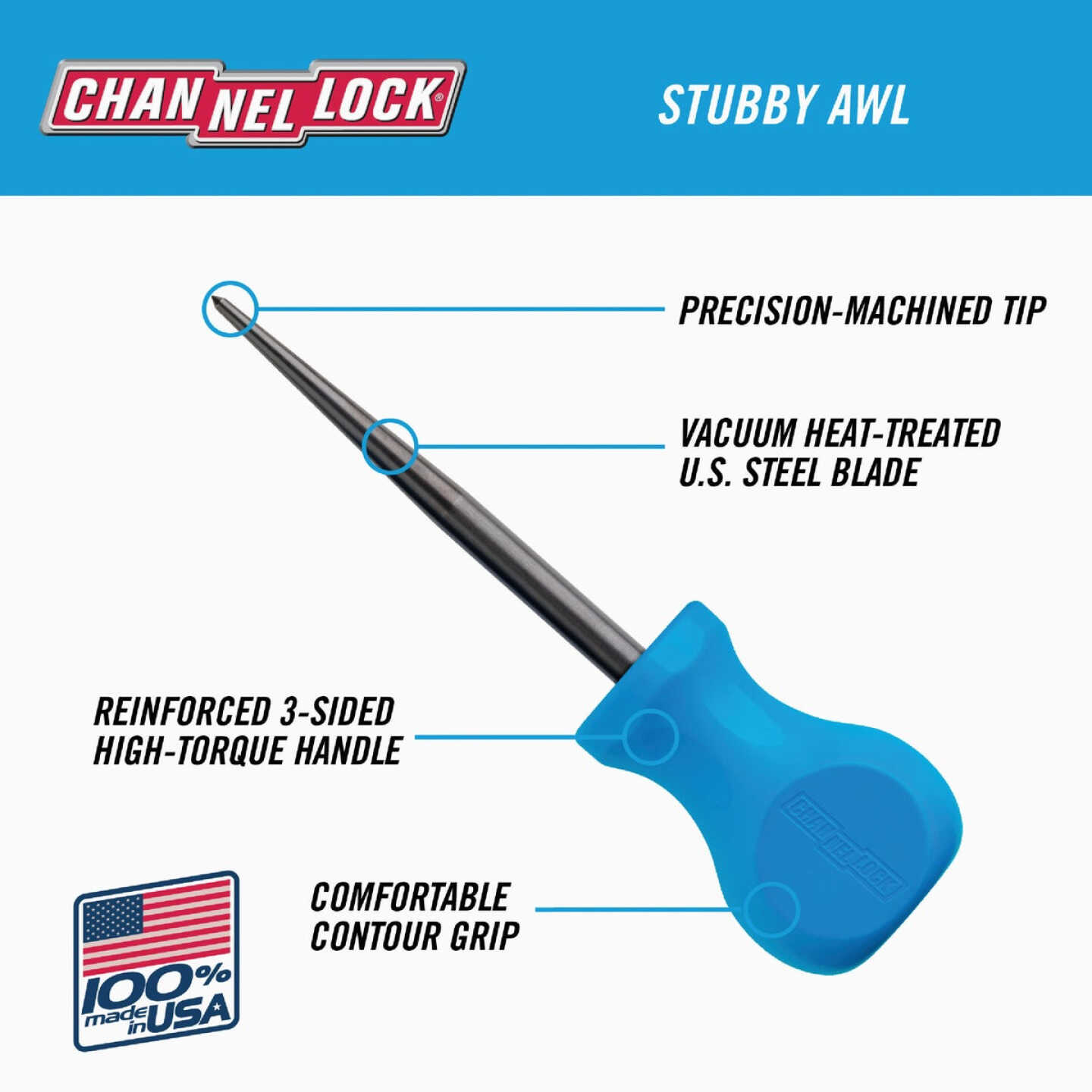 Channellock Stubby 3 In. Professional Pick Scratch Awl Image 3