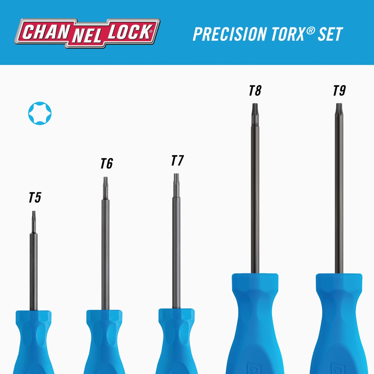Channellock Precision Professional Torx Screwdriver Set (5-Piece) Image 2