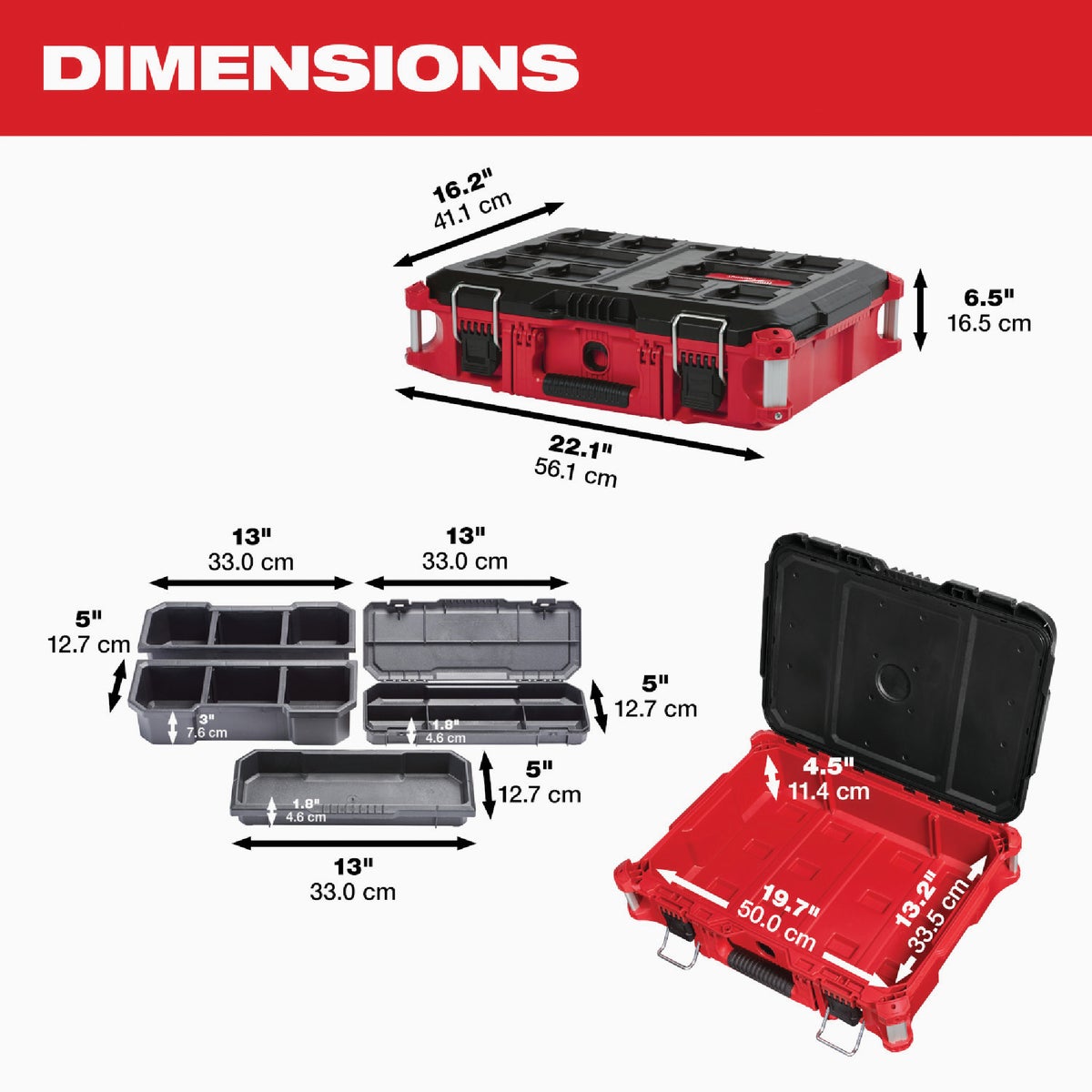 Milwaukee PACKOUT 16 In. x 6-1/2 In. Small Toolbox, 75 Lb. Capacity Image 3