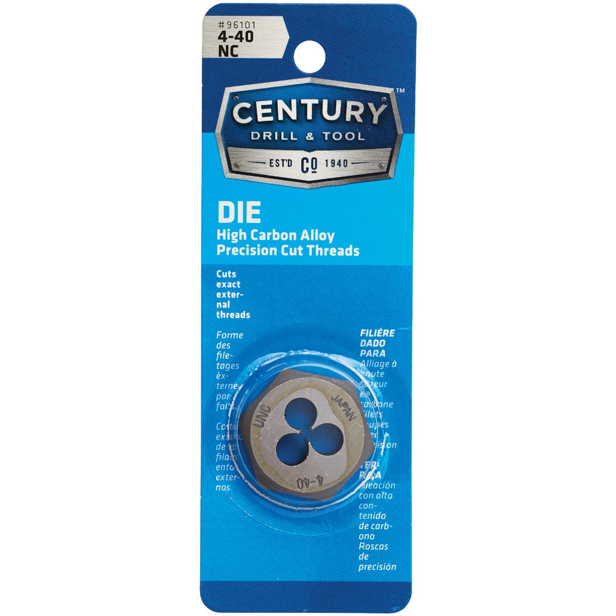 Century Drill & Tool 4-40 National Coarse 1 In. Across Flats Fractional Hexagon Die Image 1