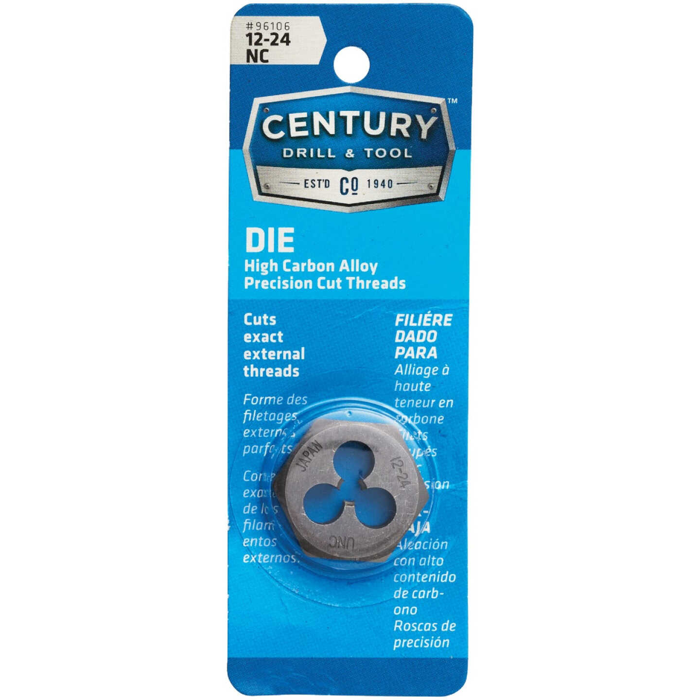 Century Drill & Tool 12-24 National Coarse 1 In. Across Flats Fractional Hexagon Die Image 1