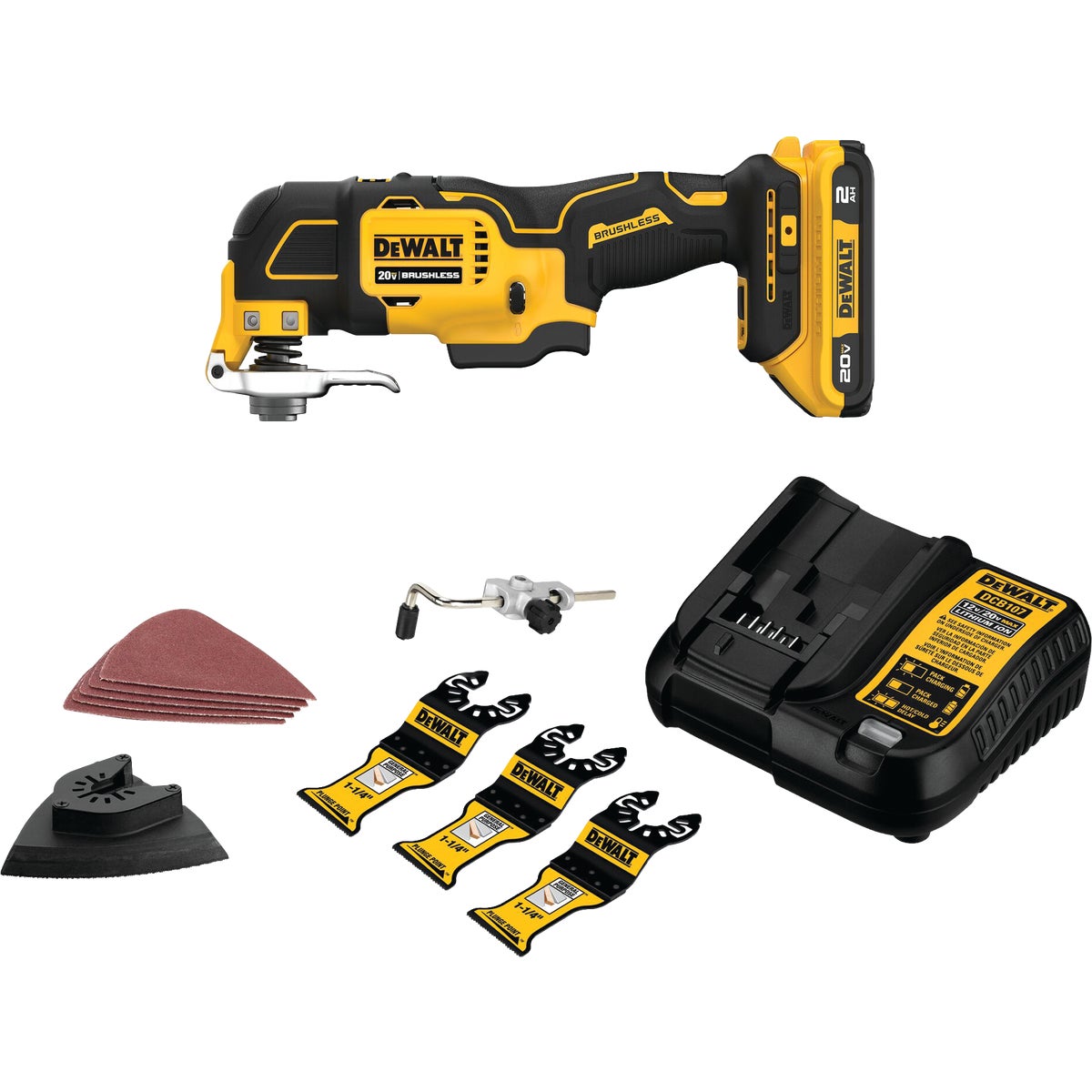 DEWALT 20V XR Brushless 3-Speed Cordless Oscillating Multi-Tool Kit with 2.0 Ah Battery & Charger
