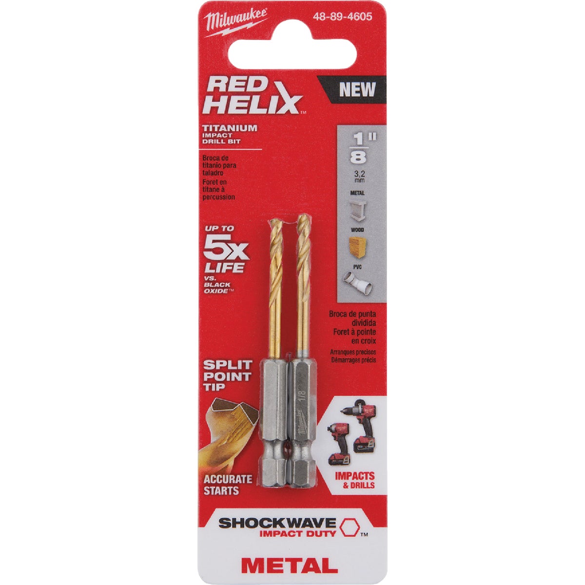 Milwaukee SHOCKWAVE Impact Duty 1/8 In. Titanium Hex Shank Drill Bit Image 3