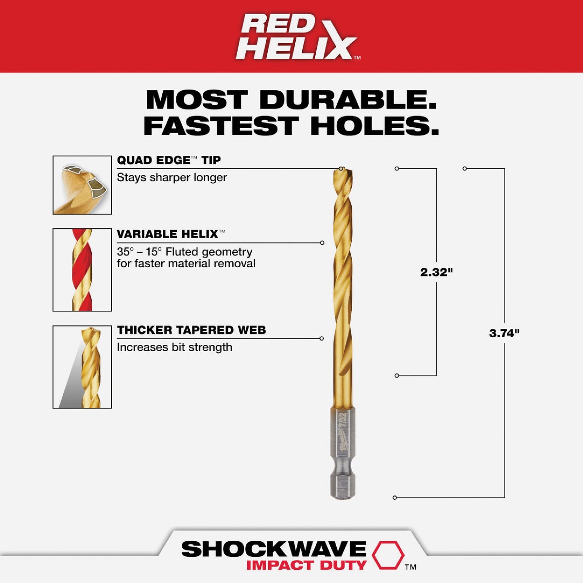 Milwaukee SHOCKWAVE Impact Duty 7/32 In. Titanium Hex Shank Drill Bit Image 2