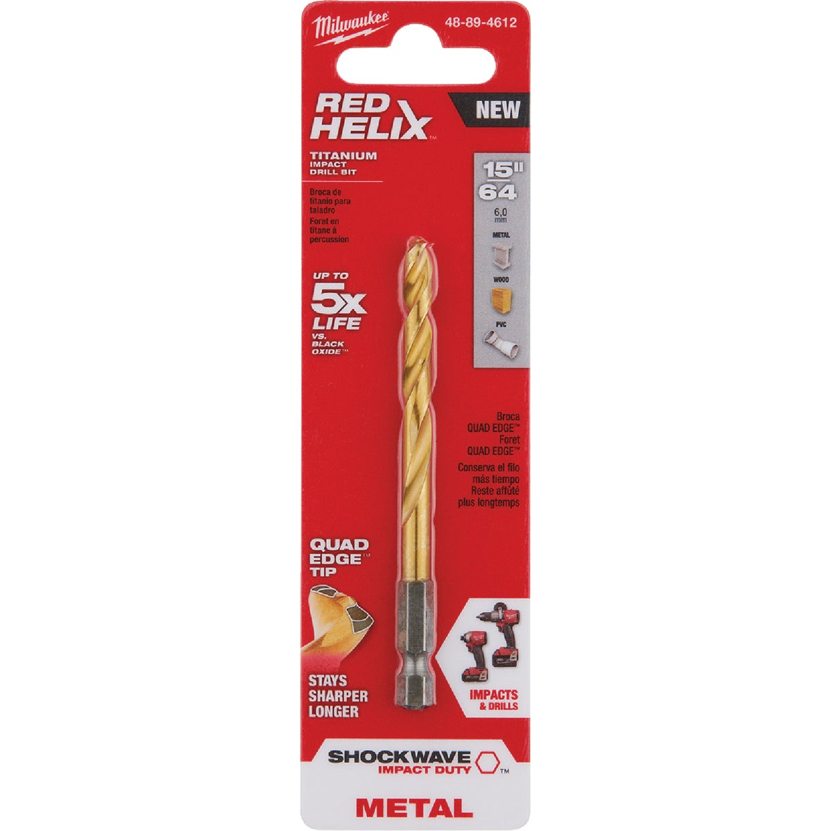 Milwaukee SHOCKWAVE Impact Duty 15/64 In. Titanium Hex Shank Drill Bit Image 3