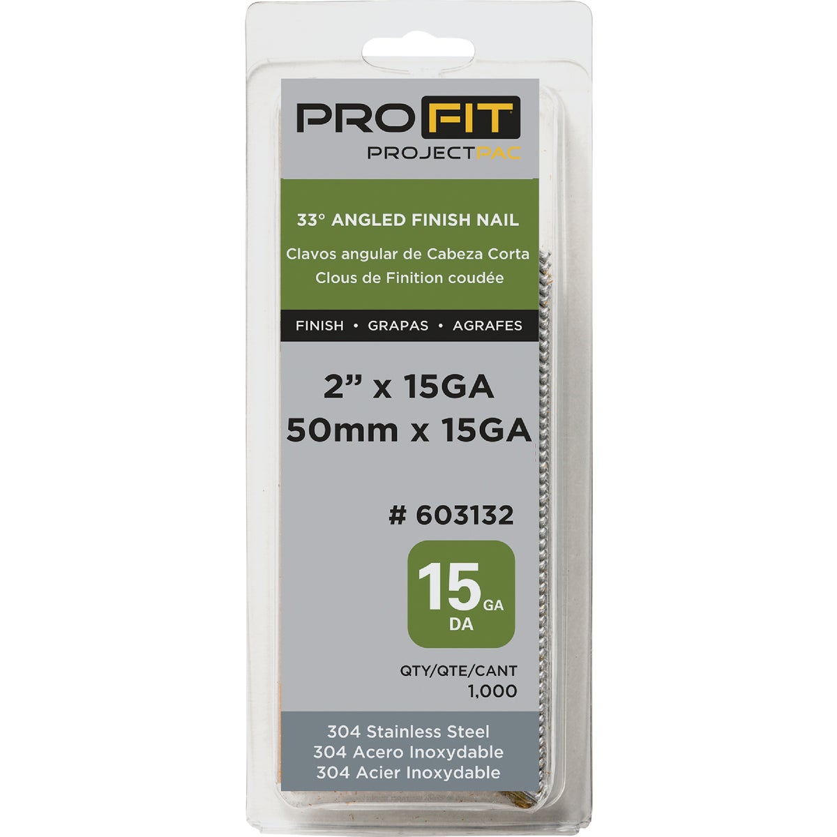 Pro-Fit 2 In. 15 Gauge 304-Stainless Steel 33 Degree DA-Style Angled Finish Nail (1000 Ct.) Image 2