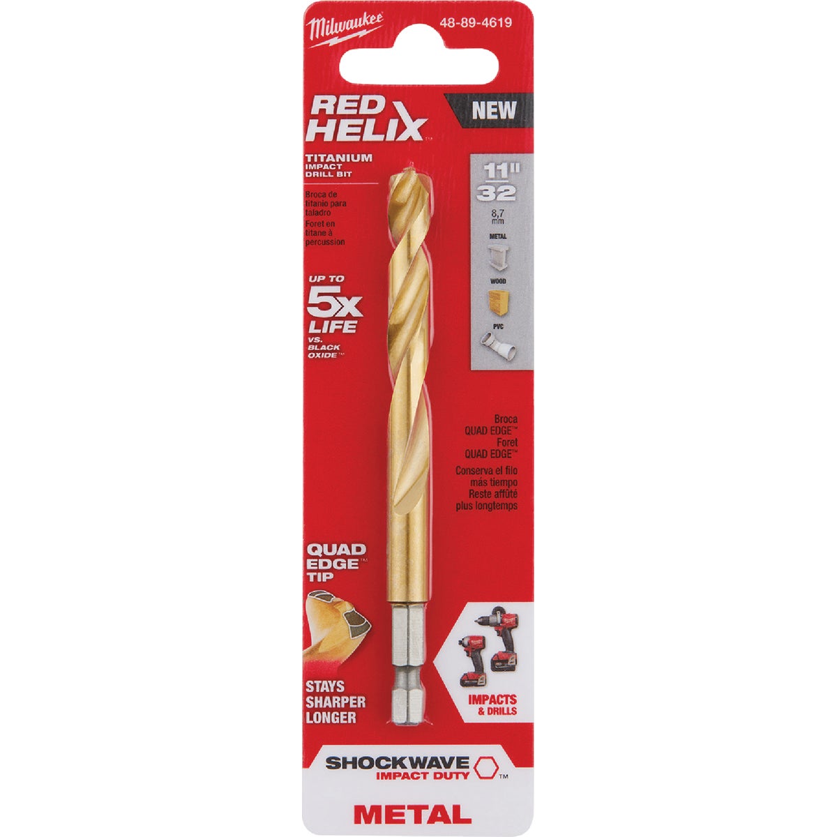 Milwaukee SHOCKWAVE Impact Duty 11/32 In. Titanium Hex Shank Drill Bit Image 3