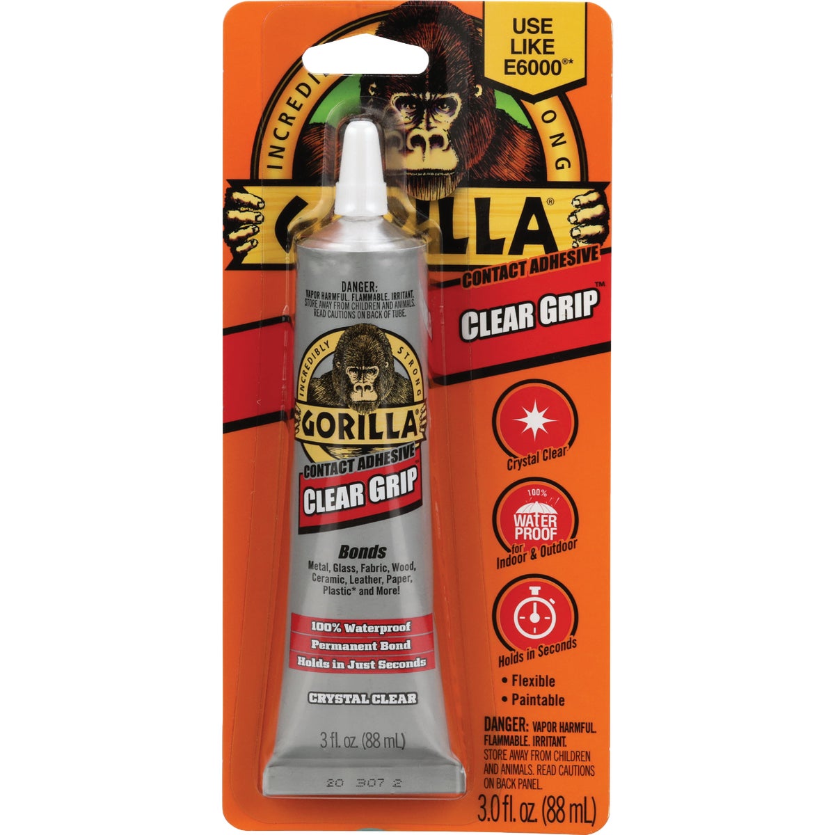 Gorilla Clear Grip 3.0 Oz. Multi-Purpose Adhesive