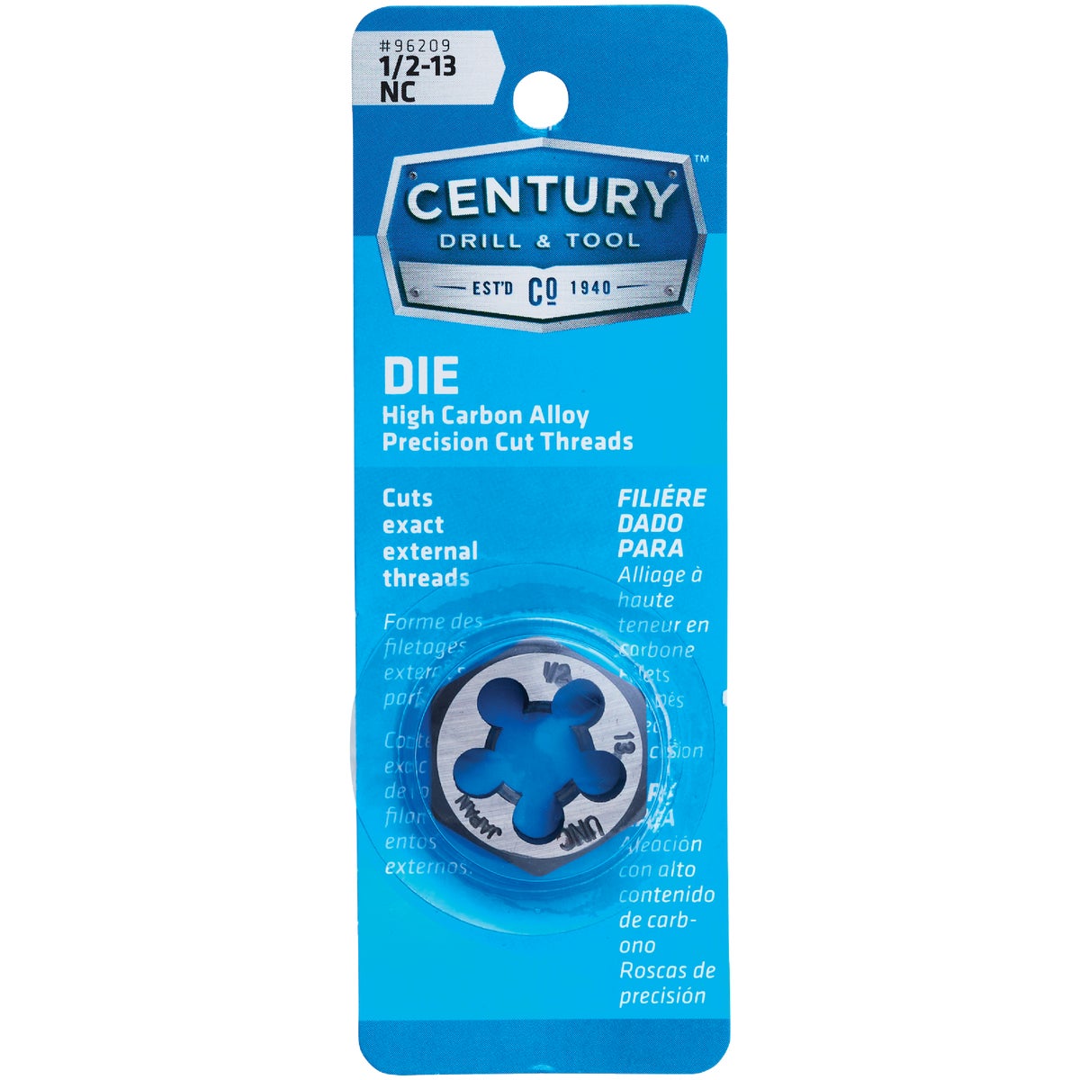 Century Drill & Tool 1/2-13 National Coarse 1 In. Across Flats Fractional Hexagon Die Image 1