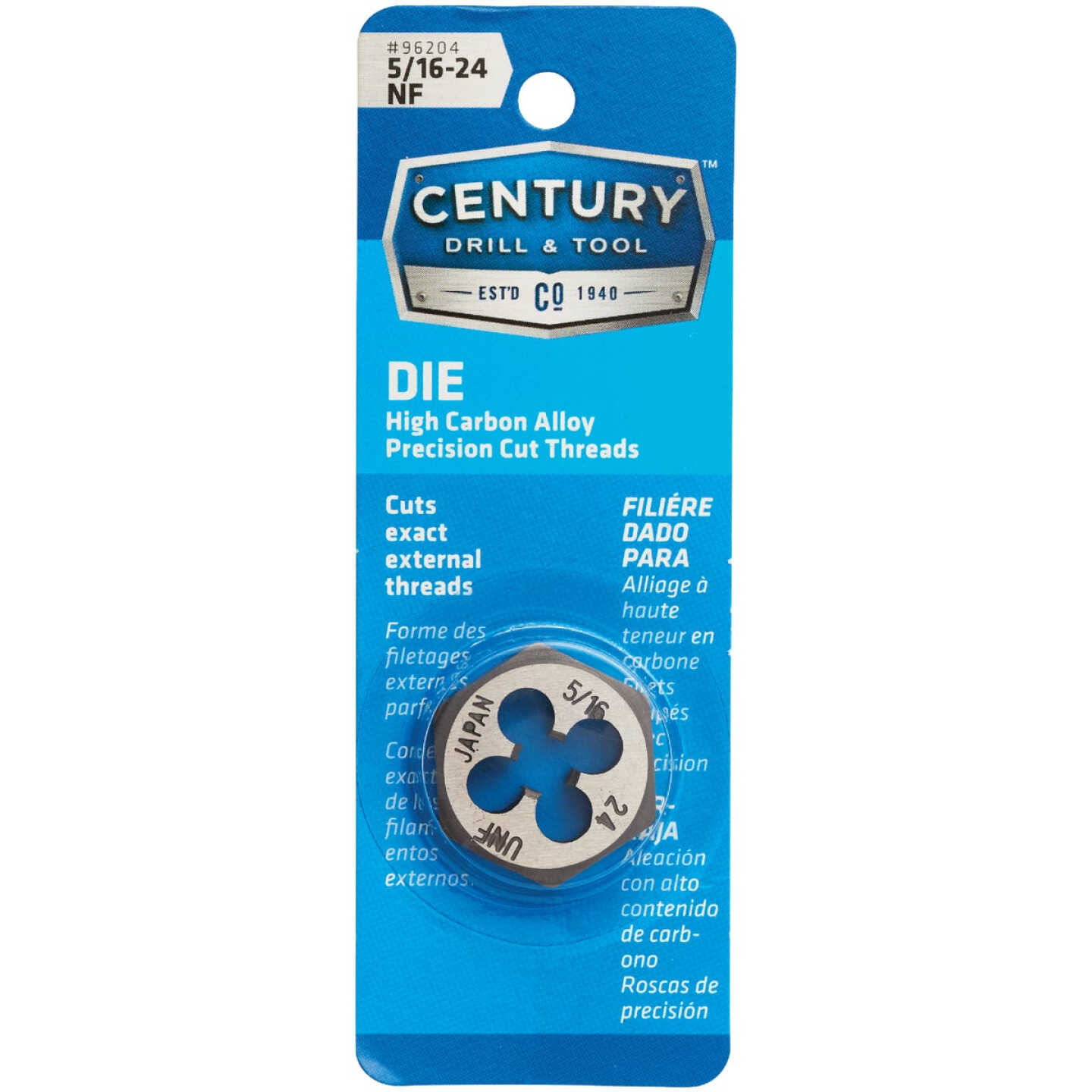Century Drill & Tool 5/16-24 National Fine 1 In. Across Flats Fractional Hexagon Die Image 1