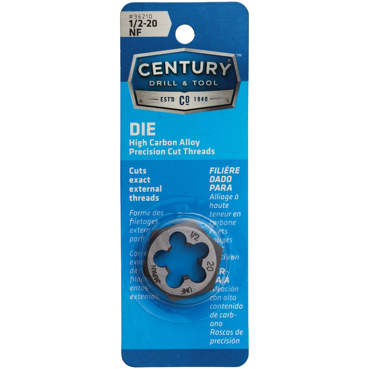 Century Drill & Tool 1/2-20 National Fine 1 In. Across Flats Fractional Hexagon Die Image 1