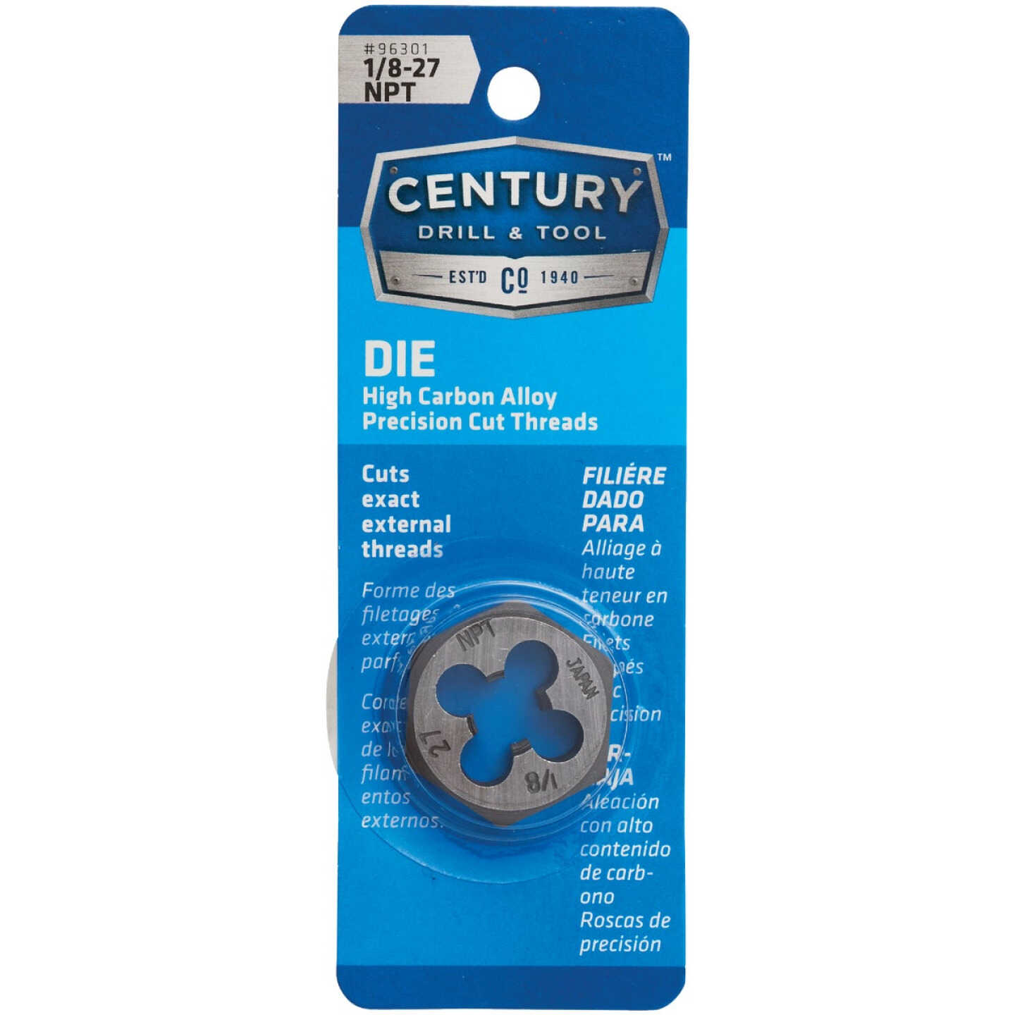 Century Drill & Tool 1/8-27 NPT 1 In. Across Flats Hexagon Pipe Die Image 1