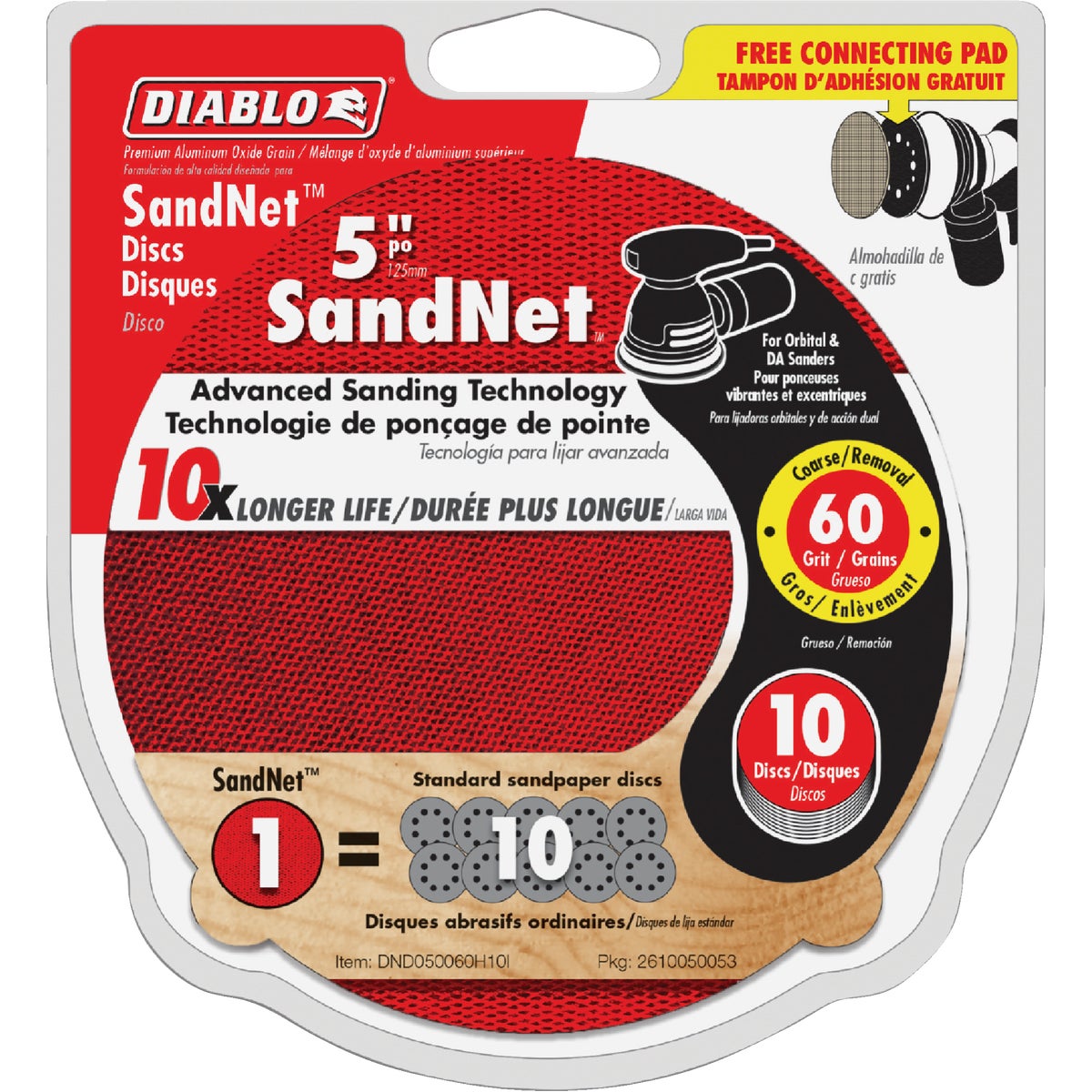 Diablo SandNet 5 In. 60 Grit Sanding Disc with Connecton Pad (10-Pack) Image 1