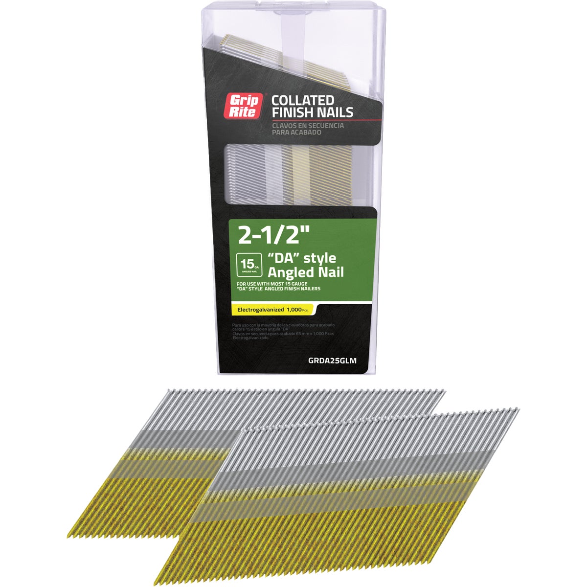 Grip-Rite 2-1/2 In. 15 ga Electrogalvanized DA-Style Collated Finishing Nail (1000-Count) Image 1