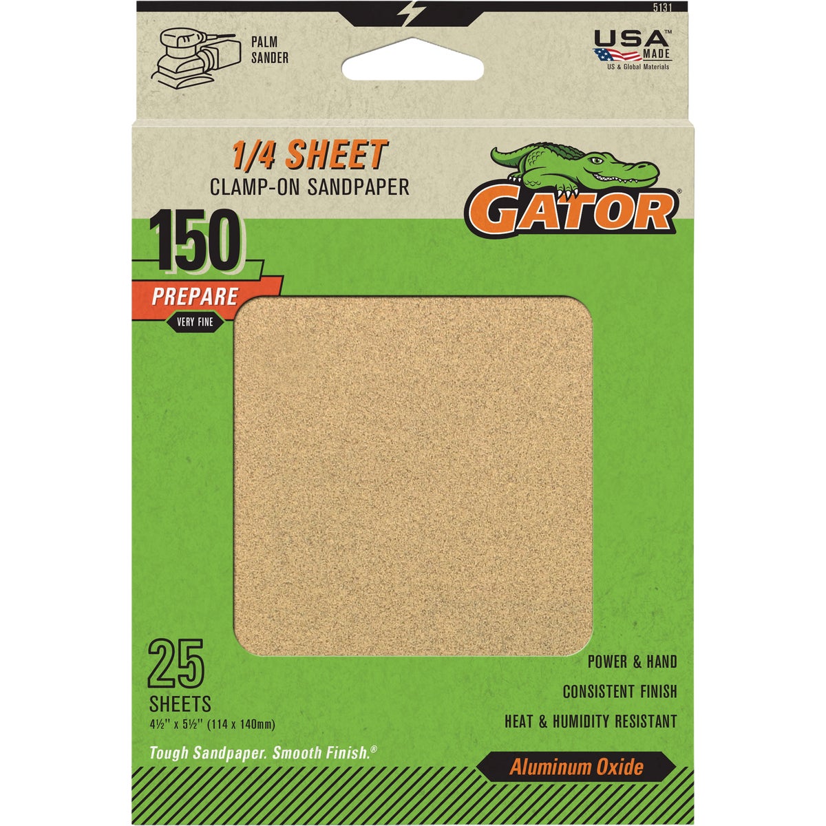 Gator 4.5 In. x 5.5 In. 150-Grit Aluminum Oxide Sandpaper Sheet (25-Pack)