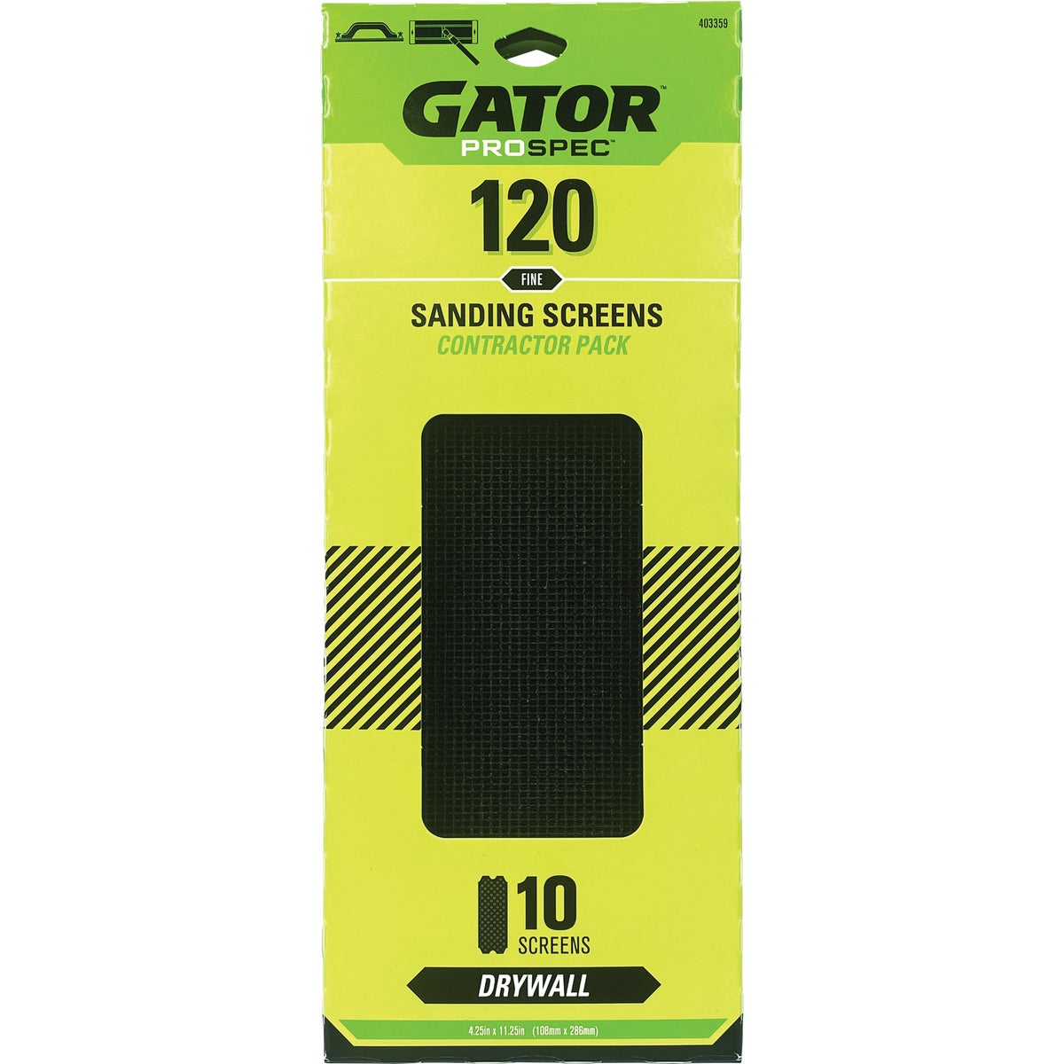 Gator 4-1/4 In. x 11-1/4 In. 120-Grit Drywall Sanding Screen (10-Pack)