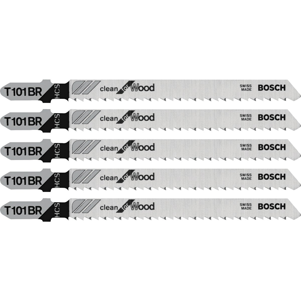Bosch 4 In. x 10 TPI T-Shank HCS Reverse Cut Jig Saw Blade for Wood (5-Pack)