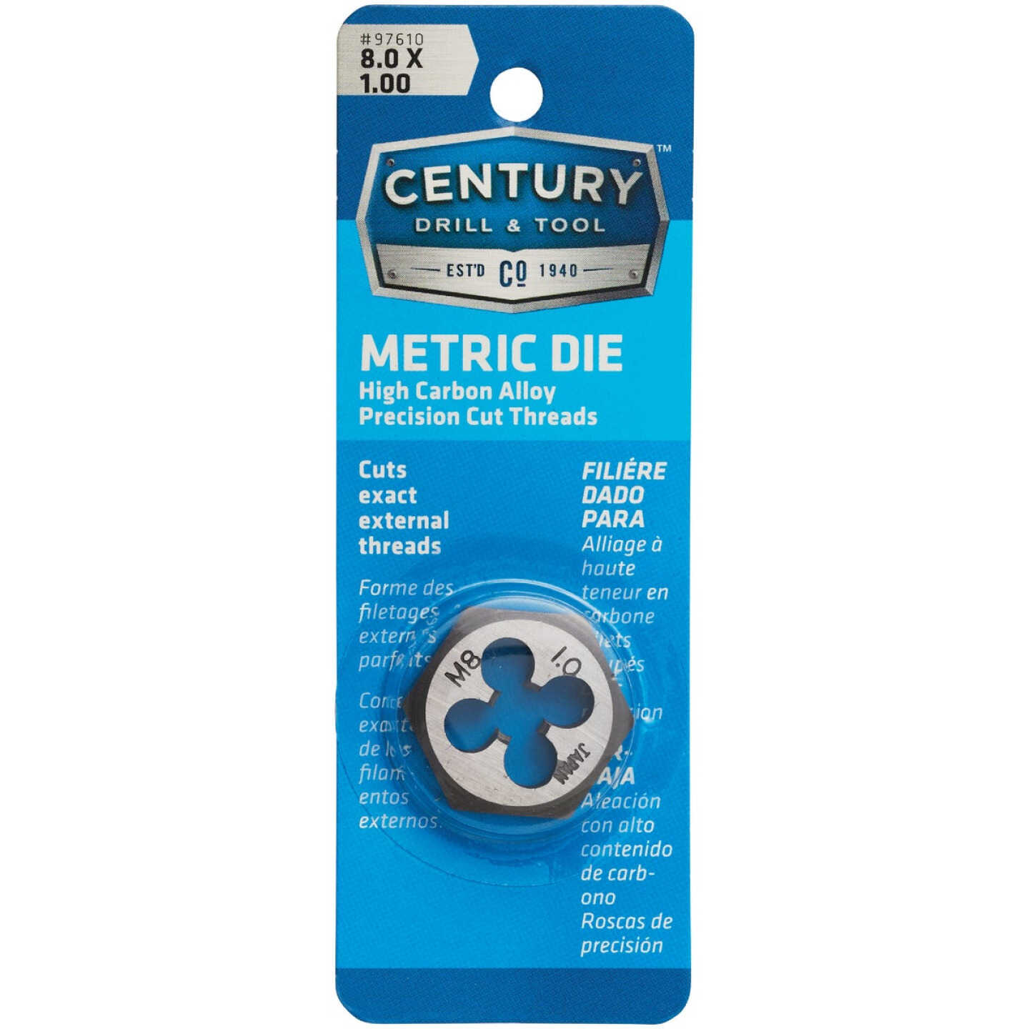 Century Drill & Tool 8.0x1.00 NPT 1 In. Across Flats Hexagon Pipe Die Image 1