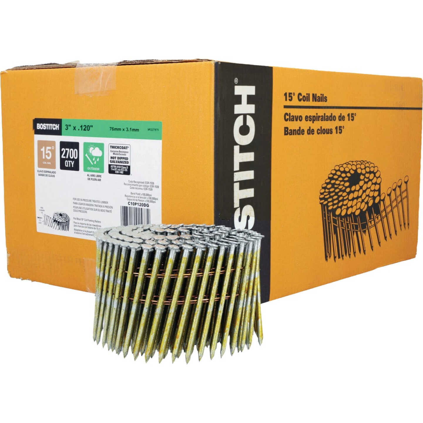 Bostitch 3 In. x 0.120 In. 15 Deg. Coil Framing Nails (2700-Count) Image 1