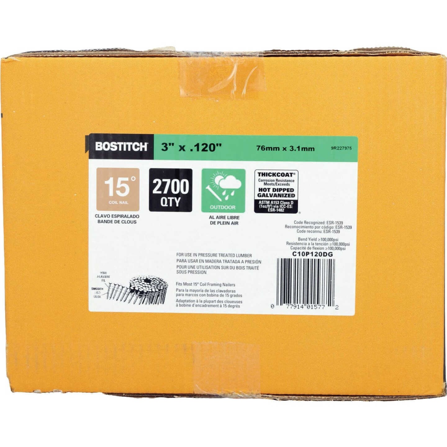 Bostitch 3 In. x 0.120 In. 15 Deg. Coil Framing Nails (2700-Count) Image 2