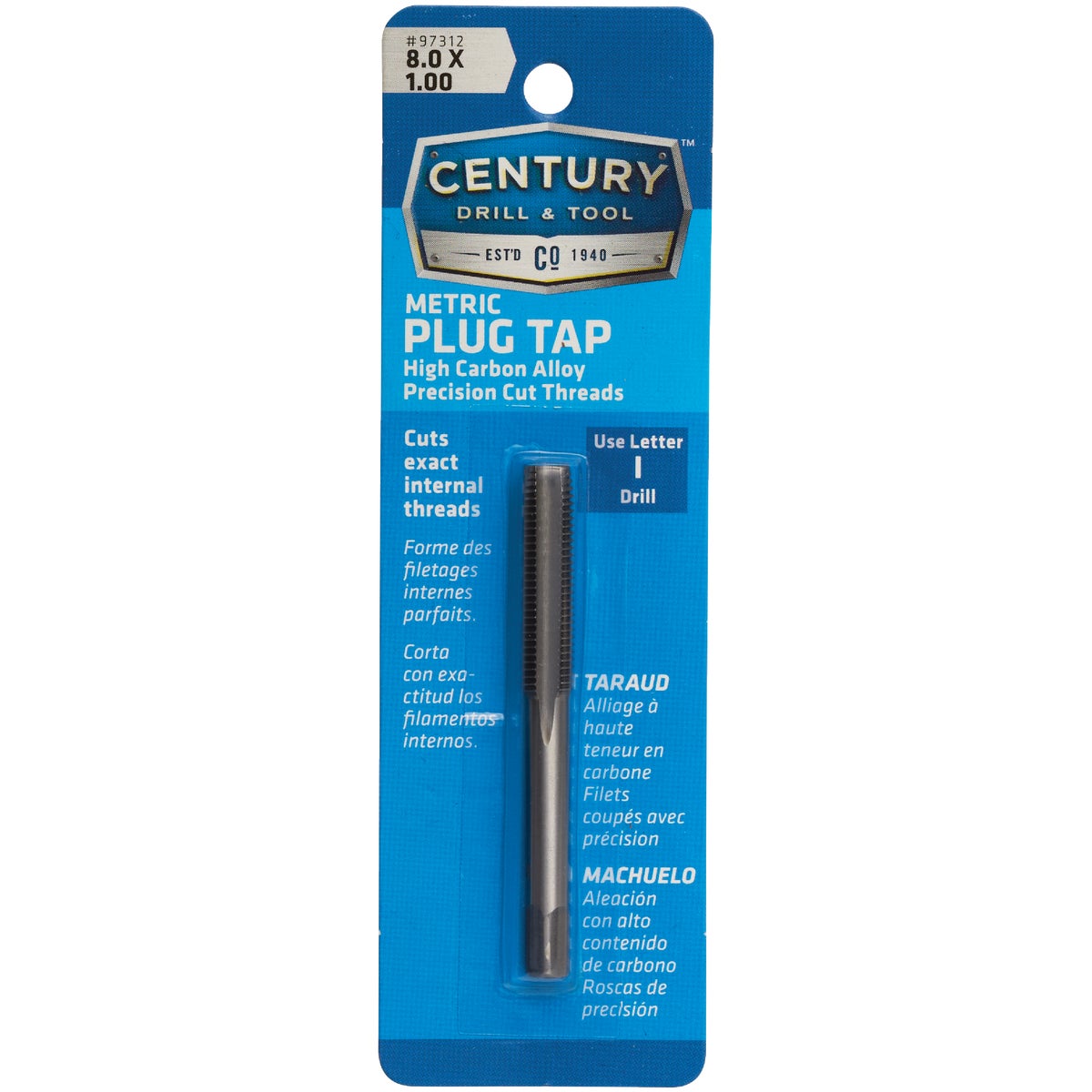 Century Drill & Tool 8.0x1.00 Carbon Steel Metric Tap Image 1