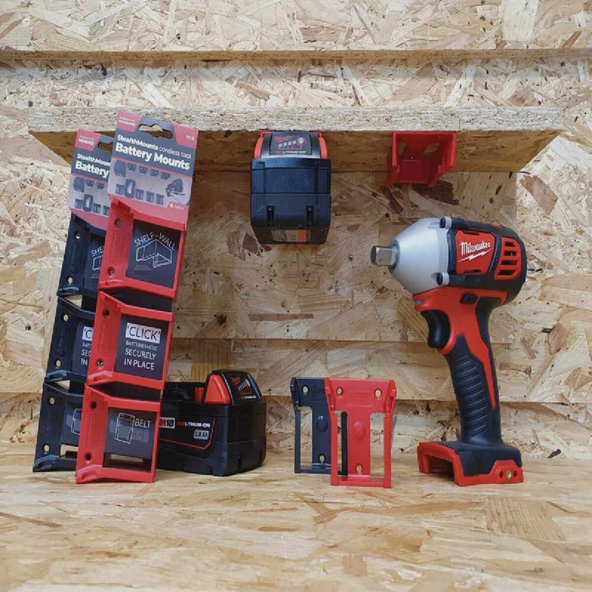 StealthMounts Battery Mounts for Milwaukee M18 (6-Pack) Image 2