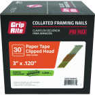 Grip-Rite 3 In. x 0.120 In. 30 Deg. Hot Galvanized Clipped Head Ring Shank Paper Tape Collated Framing Nail (2000-Count) Image 1