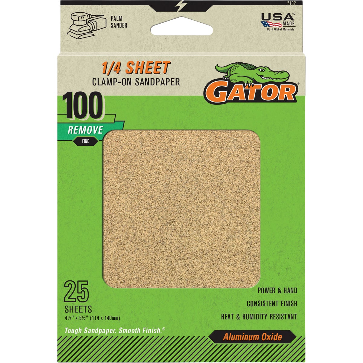 Gator 4.5 In. x 5.5 In. 100-Grit Aluminum Oxide Sandpaper Sheet (25-Pack)