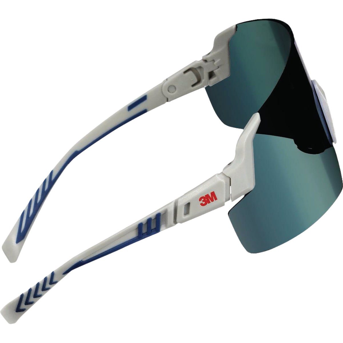 3M Blue/White Frame Safety Glasses with Mirrored Lenses Image 3