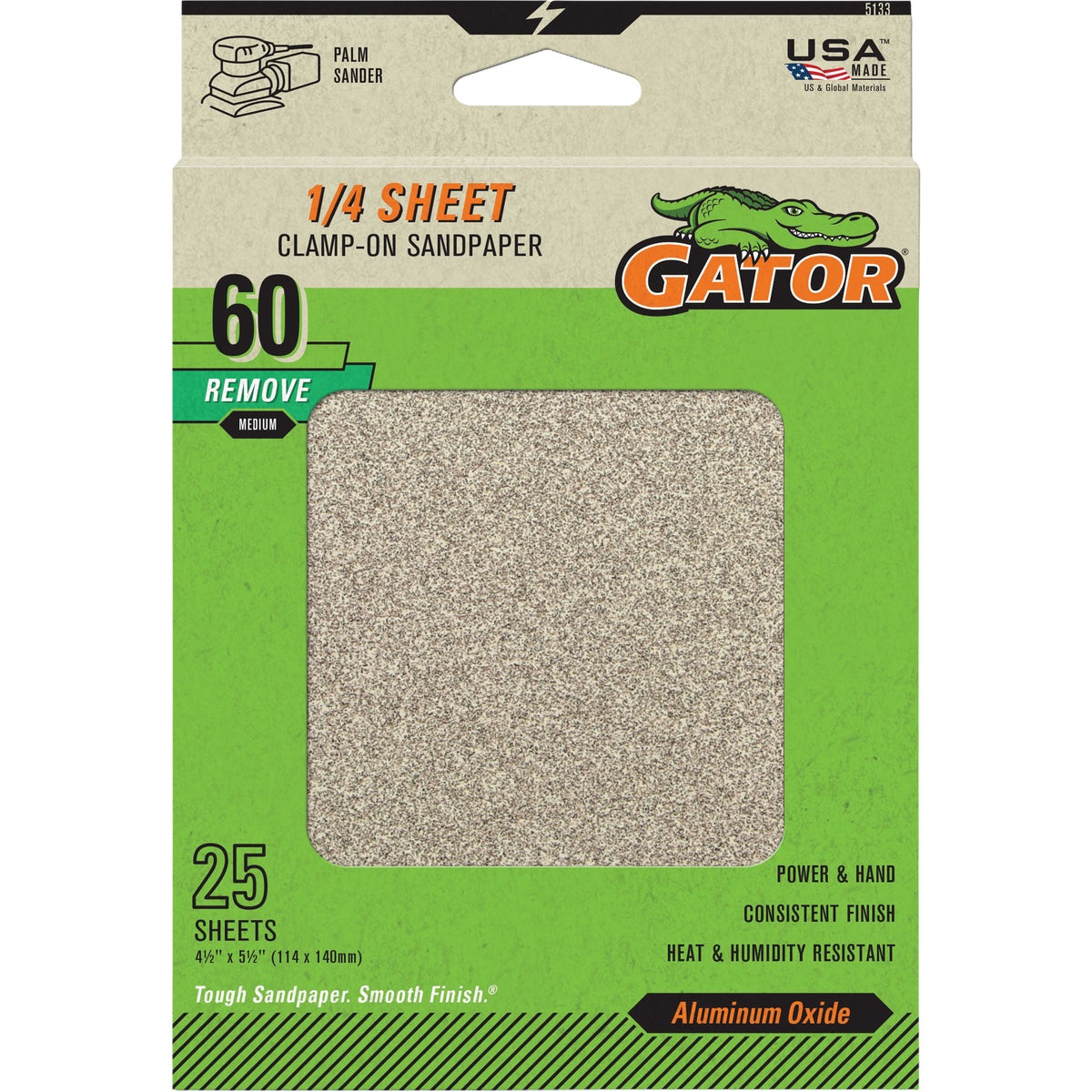 Gator 4.5 In. x 5.5 In. 60-Grit Aluminum Oxide Sandpaper Sheet (25-Pack) Image 1