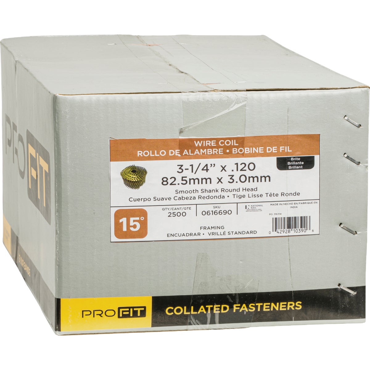 Pro-Fit 3-1/4 In. x 0.120 In. 15 Degree Wire Weld Brite Smooth Shank Coil Framing Nail (2500 Ct.) Image 2