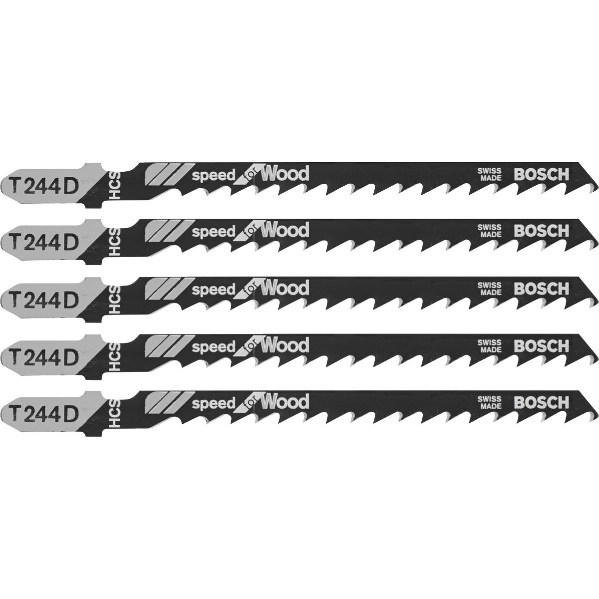Bosch 4 In. x 6 TPI T-Shank HCS Curved Cut Jig Saw Blade for Fast Wood (5-Pack) Image 1